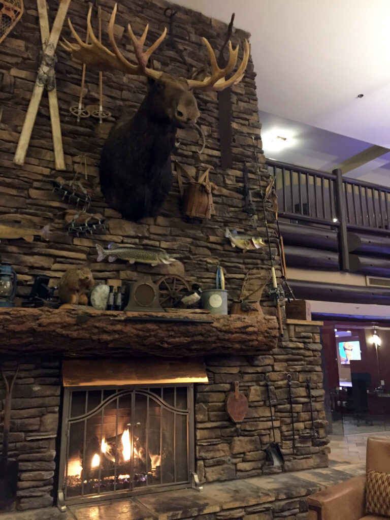 Fireplace at the lodge