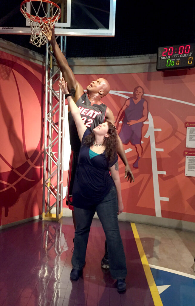 Wax figure of Shaq playing basketball